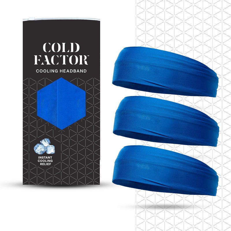 COLD FACTOR Cooling Headband for Women and Men – UPF 50+ Advanced Evaporative Comfort, Instant Cooling Sweatband for Outdoor Sports, Fitness, Yoga, Hiking, Running, and Workout – 3 Pack - Image 1